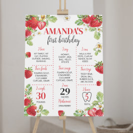 Strawberry First Birthday Milestone Sign Poster