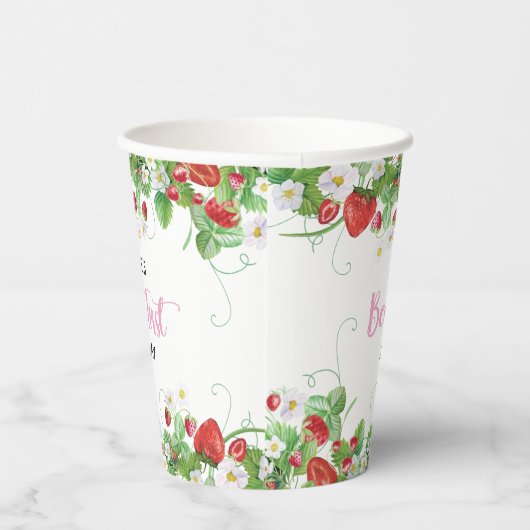 Strawberry First Birthday Pappbecher (Rechts)