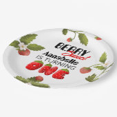 Strawberry First Birthday Pappteller (Schrägansicht)