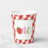 Strawberry First Birthday Party Cup Pappbecher (Vorderseite)