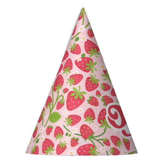 Strawberry First Birthday Party Hat Partyhütchen (Links)