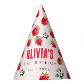 Strawberry First Birthday Party Hat Partyhütchen