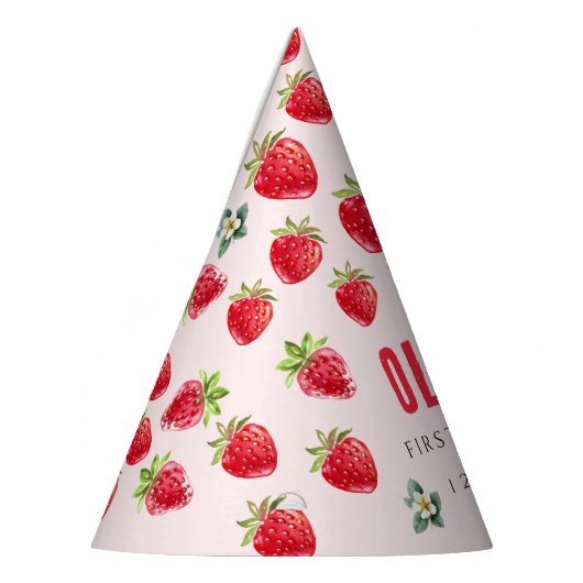 Strawberry First Birthday Party Hat Partyhütchen (Links)