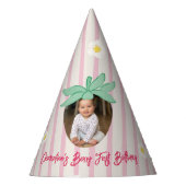 Strawberry First Birthday Party Hat with Photo Partyhütchen (Vorderseite)
