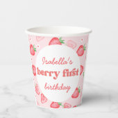 Strawberry First Birthday Party Pappbecher (Vorderseite)