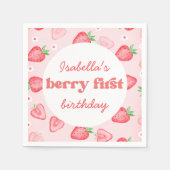 Strawberry First Birthday Party Serviette (Vorderseite)