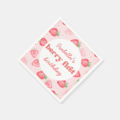 Strawberry First Birthday Party Serviette (Ecke)