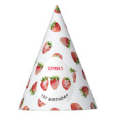 Strawberry First Birthday Partyhütchen (Vorderseite)