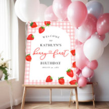 Strawberry First Birthday Pink Berry Begrüßungszei