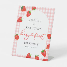 Strawberry First Birthday Pink Berry Willkommen Sockelschild