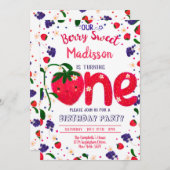 Strawberry FIRST Geburtstag Einladung (Vorne/Hinten)