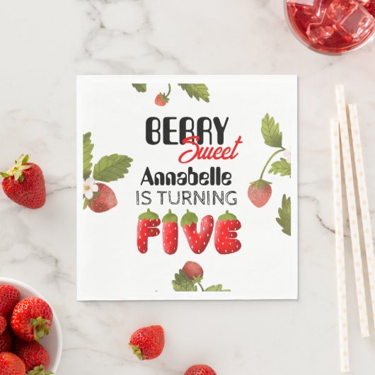 Strawberry Five Geburtstag Serviette (Beispiel)