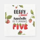 Strawberry Five Geburtstag Serviette (Vorderseite)