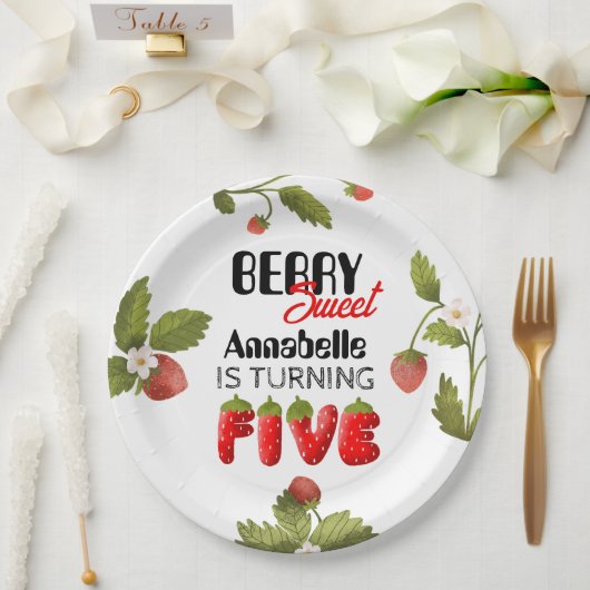 Strawberry Five zum Geburtstag Pappteller (Hochzeit)