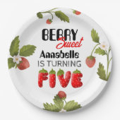 Strawberry Five zum Geburtstag Pappteller (Vorderseite)
