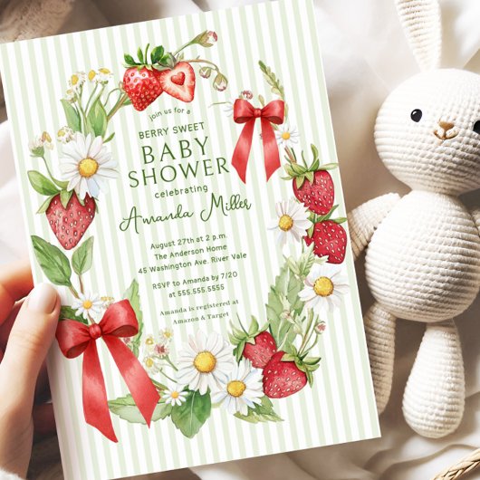 Strawberry Floral Baby Dusche Einladung