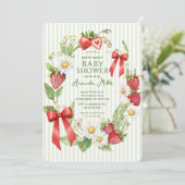 Strawberry Floral Baby Dusche Einladung (Stehend Vorderseite)