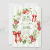 Strawberry Floral Baby Dusche Einladung (Vorderseite)