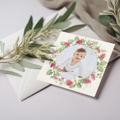 Strawberry Floral Foto Girl Berry Erster Geburtsta Einladung