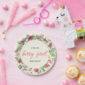 Strawberry Floral Girl Berry Erster Geburtstag Pappteller (Party)