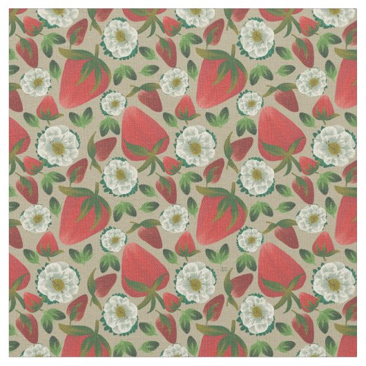 Strawberry Floral Muster Stoff (Nahaufnahme)
