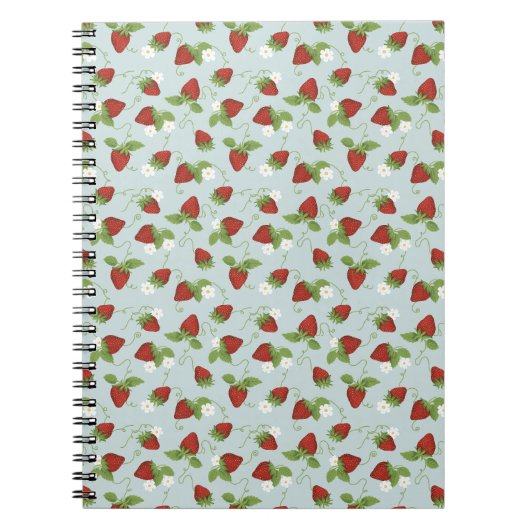 Strawberry Floral Whimsical Spiral Bound Notebook Notizblock (Vorderseite)