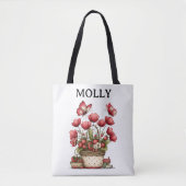 Strawberry Flower Basket with Butterflies and Name Tasche (Vorderseite)
