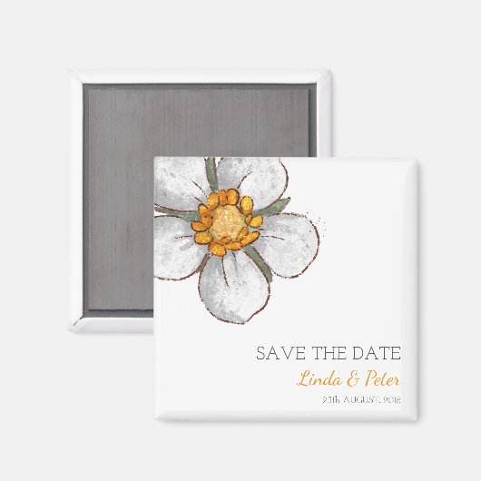 Strawberry Flower Wedding Save the Date Magnet (Vorderseite/Rückseite)