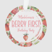 Strawberry Foto Berry Erster Geburtstag Ornament (Vorderseite)