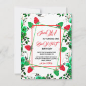 Strawberry Foto Einladung Berry Sweet Erster Gebur (Vorderseite)