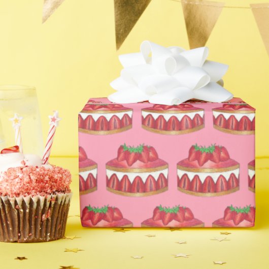 Strawberry Fraisier Cake French Pastry Koch Bäcker Geschenkpapier (Geburtstagsparty)
