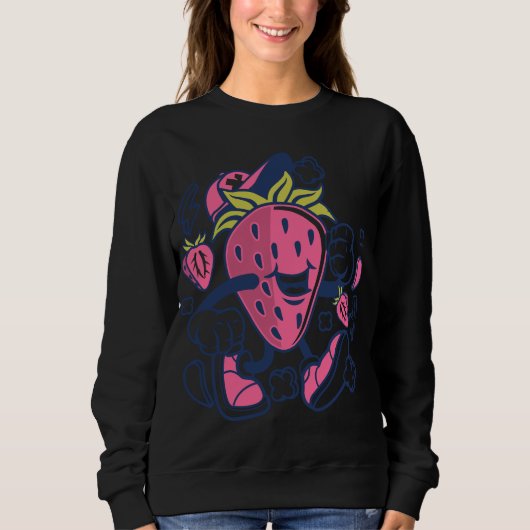 Strawberry Fruchtkartoon Charakter Funny Sweatshirt (Vorderseite)