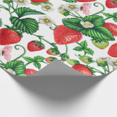 Strawberry Fruit and Strawberry Blossom Lebendig Geschenkpapier (Ecke)