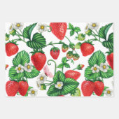 Strawberry Fruit and Strawberry Blossom Lebendig Geschenkpapier Set (Vorderseite 2)