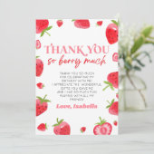 Strawberry Fruit Berry Sweet Birthday Party Dankeskarte (Stehend Vorderseite)