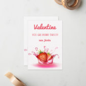 Strawberry Fruit Berry Sweet Valentinstag Mitteilungskarte (Vorderseite/Rückseite Beispiel)