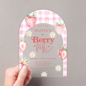 Strawberry Fruit Daisy Berry First Birthday Arch Acryleinladungen (Insitu (Handheld))