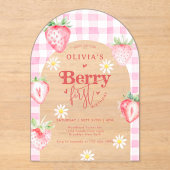 Strawberry Fruit Daisy Berry First Birthday Arch Acryleinladungen (Vorderseite)