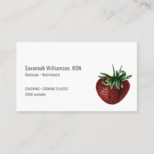 Strawberry Fruit Dietician Nutrition Business Card Visitenkarte (Vorderseite)