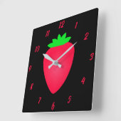 Strawberry Fruit Girls Boys Kinderzimmer Red Black Quadratische Wanduhr (Winkel)