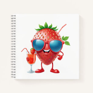 Strawberry Fun fröhlicher Urlaub Tropisches Geträn Notizblock