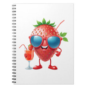 Strawberry Fun fröhlicher Urlaub Tropisches Geträn Notizblock