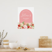 Strawberry Geburtstagsfeier oder Babydusche Begrüß Poster (Küche)