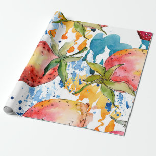 Strawberry gesundes Essen. Waterfarbe Geschenkpapier