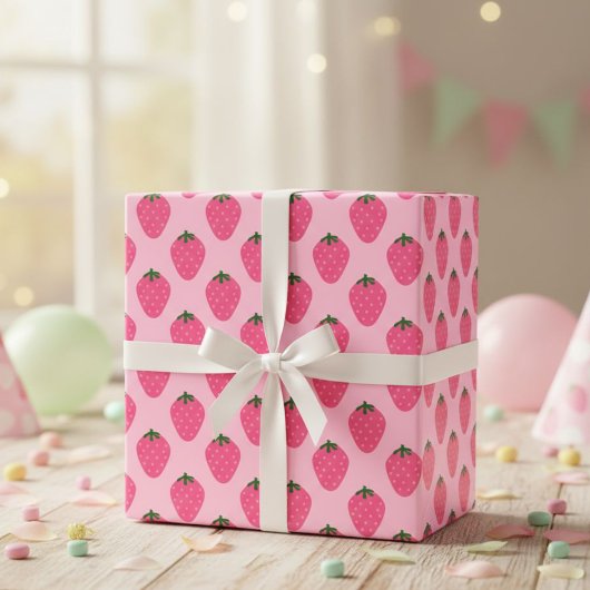 Strawberry gift wrap, cute gift wrap with fruit  geschenkpapier