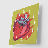 Strawberry Gifts Quadratische Wanduhr (Winkel)