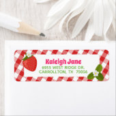 Strawberry Gingham Address Label (Insitu)