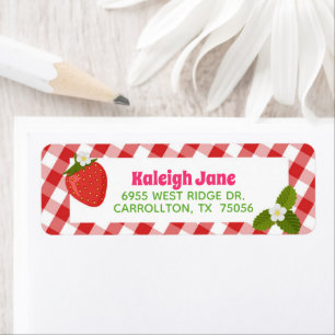 Strawberry Gingham Address Label
