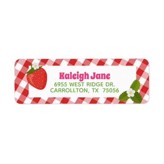 Strawberry Gingham Address Label (Vorne)