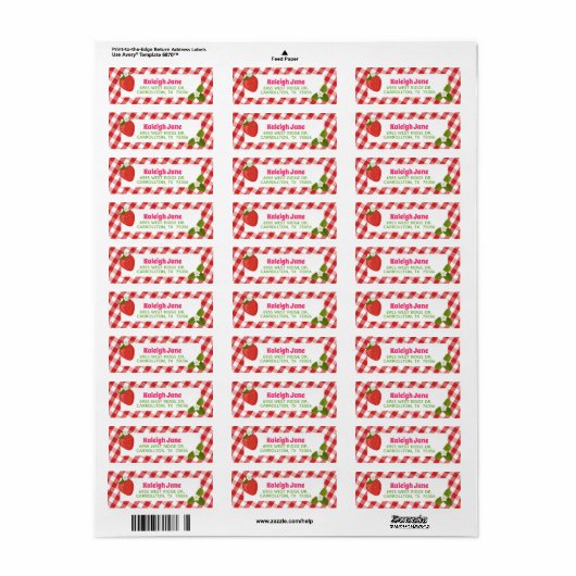 Strawberry Gingham Address Label (Vorne)